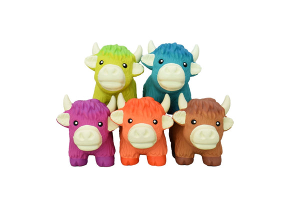 MultiPet Minipet Highland Cow Latex Dog Toy Assorted Colors 3.75’’ - Dog Toy 1