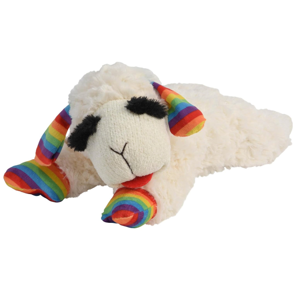 Multipet Rainbow Lamb Chop Plush Dog Toy – Squeaky Toy for Dogs