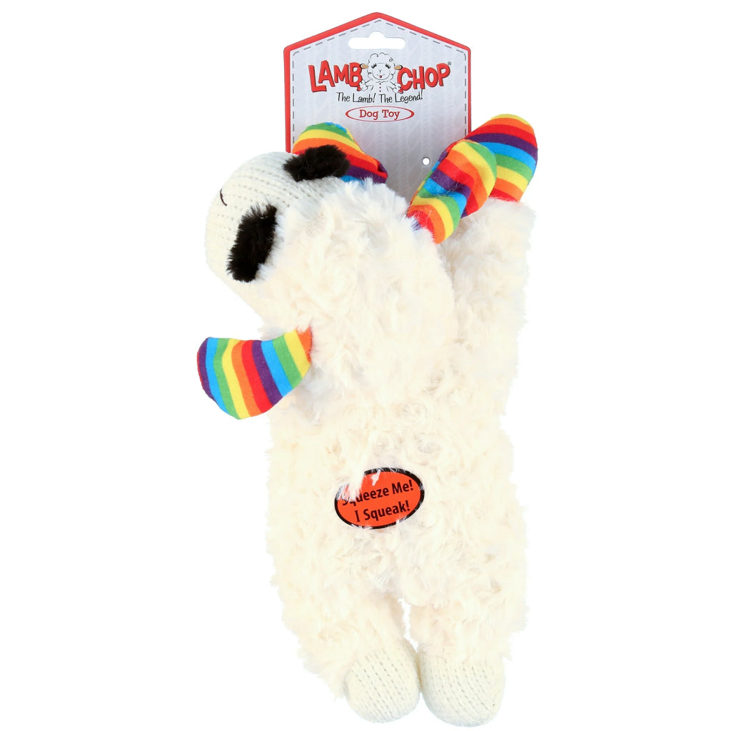 Multipet Rainbow Lamb Chop Plush Dog Toy – Squeaky Toy for Dogs