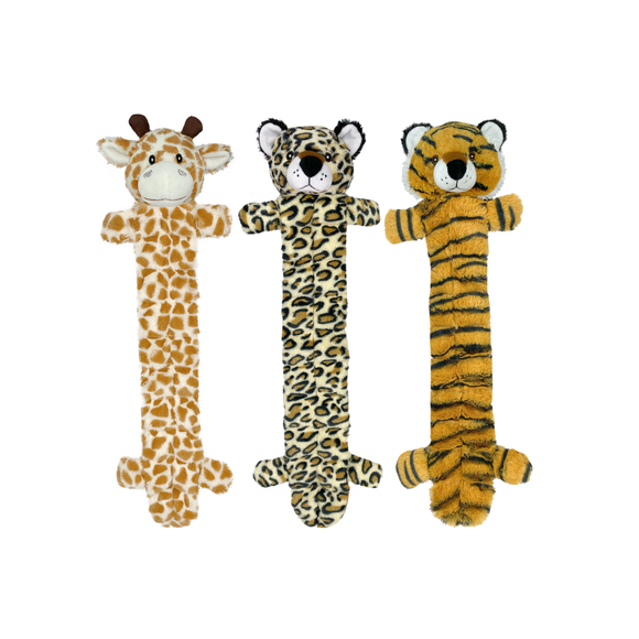 MultiPet Safari Squeaker Mat Plush Dog Toy Assorted Animals (Tiger Leopard or Giraffe) 24’’ 1 ct - Dog Toy 1