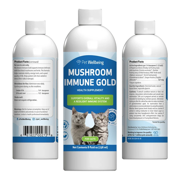 Mushroom Immune Gold - Holistic Cancer Support for Cats (8 oz) - Cat Supplements & Vitamins 1