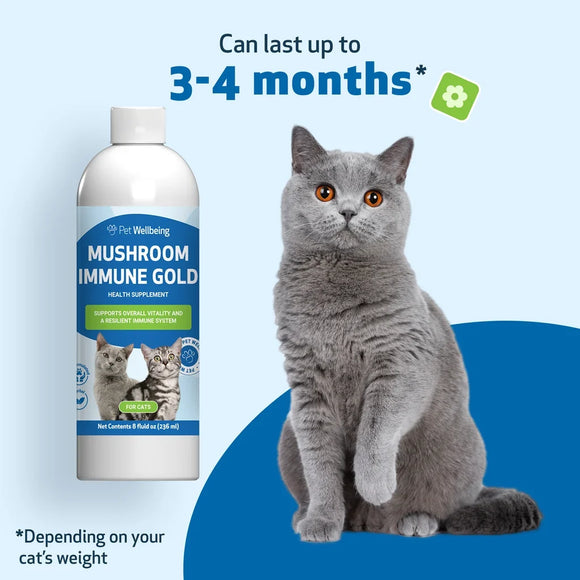 Mushroom Immune Gold - Holistic Cancer Support for Cats (8 oz) - Cat Supplements & Vitamins 12