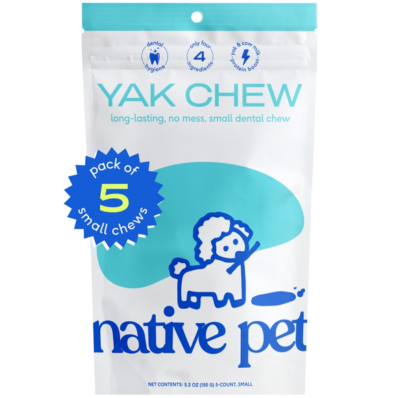 Native Pet Gluten & Lactose-Free Yak Flavored Dental Chews for Dogs - Small (5 ct) - Dog Dental Chews & Treats 1