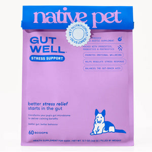 Native Pet Gutwell Stress Support, Stress Relief & Calming Supplement for Dogs (60 scoops)