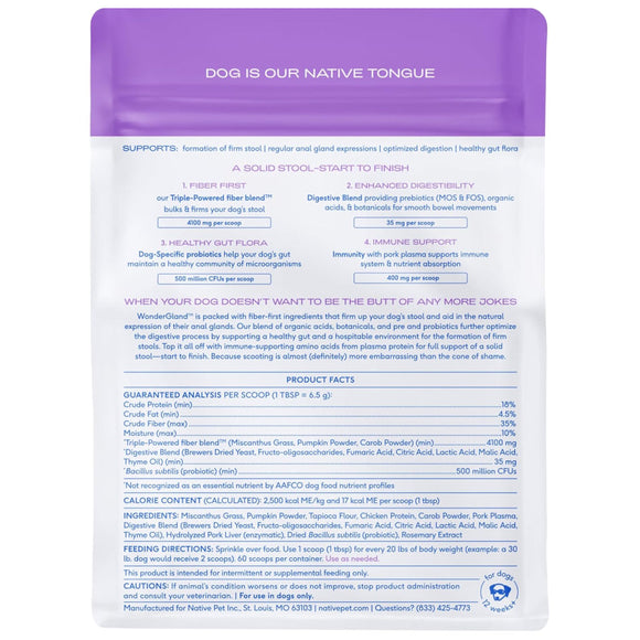 Native Pet Wondergland Anal Gland Support Supplement for Dogs