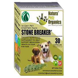 Natura Petz Organics Stone Breaker Starter Pack Organic Support for Bladder Stones & Kidney Stones (30 count) Turkey Flavoring for Dogs