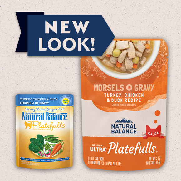 Natural Balance Original Ultra Platefulls Turkey, Chicken, & Duck Recipe Morsels in Gravy Wet Cat Food Pouches