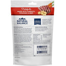 Back view of a Natural Balance pet food package with ingredients and feeding information.