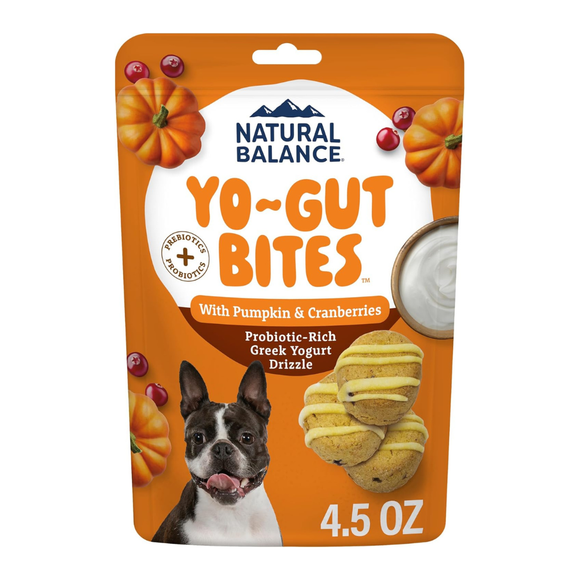Natural Balance Yo-Gut Bites Crunchy Dogs Treats - Pumpkin, Cranberries & Greek Yogurt Drizzle / 4.5 oz - Dog Treats 2