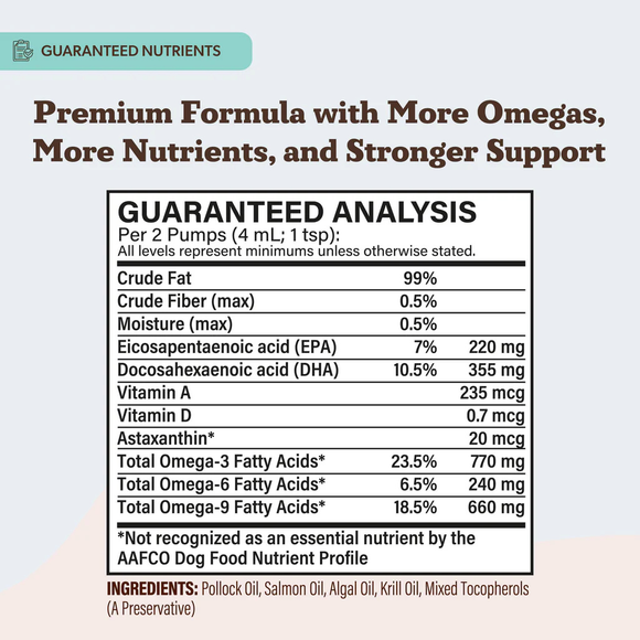 Natural Dog Company Arctic Krill Algal & Salmon Omega Oil for Dogs (16 oz) - Omega-3 Supplement 6