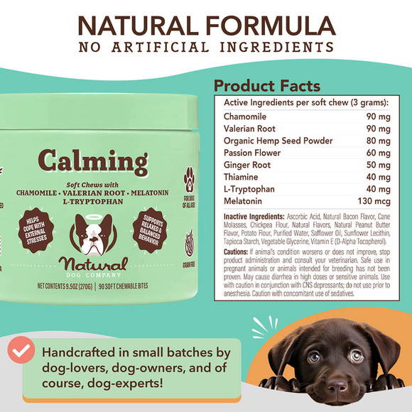 Natural Dog Company Calming Soft Chews for Dogs (90 Chews) - Dog Calming & Anxiety Supplements 6