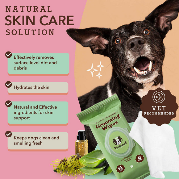 Natural Dog Company Extra Large Grooming Wipes (50 wipes) - Pet Wipes 2