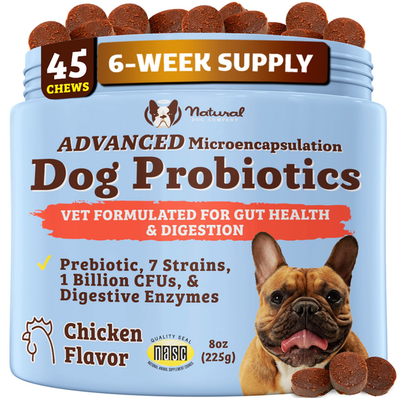 Natural Dog Company Gut Health & Digestion Dog Probiotics (45 Soft Chews) - Probiotic Supplement 1
