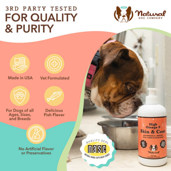 Natural Dog Company High Omega-3 Skin & Coat Oil (16 oz) - Dog Skin & Coat Supplements 4