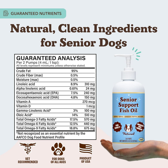 Natural Dog Company Senior Support Fish Oil (16 oz) - Omega-3 Supplement 6