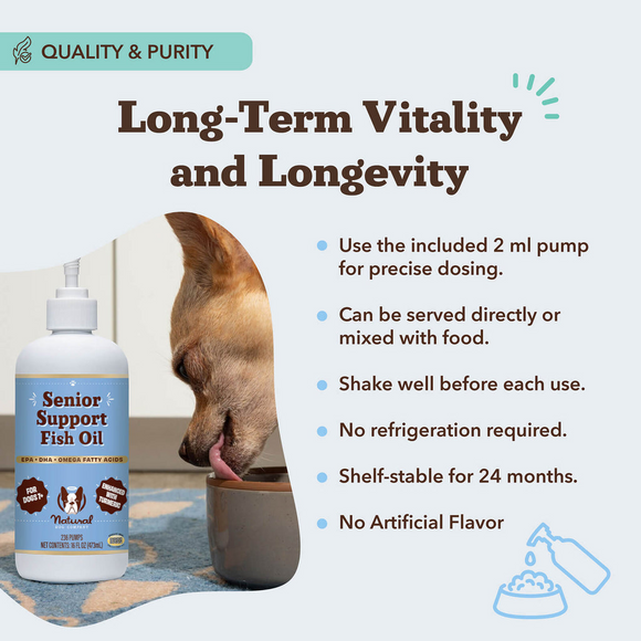 Natural Dog Company Senior Support Fish Oil (16 oz) - Omega-3 Supplement 3