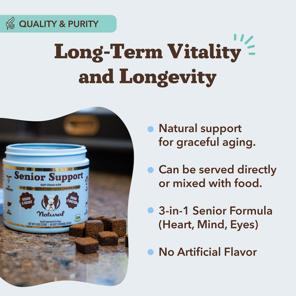 Natural Dog Company Senior Support with Adaptogens Antioxidant & Amino Acids (90 soft chews) - Dog Supplements &
