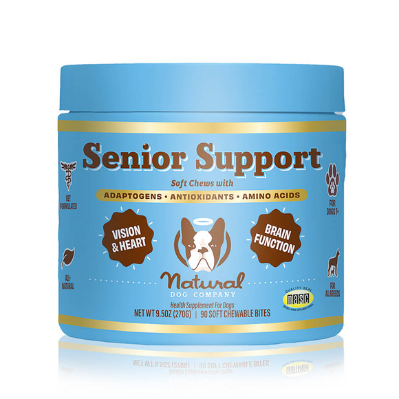 Natural Dog Company Senior Support with Adaptogens Antioxidant & Amino Acids (90 soft chews) - Dog Supplements &