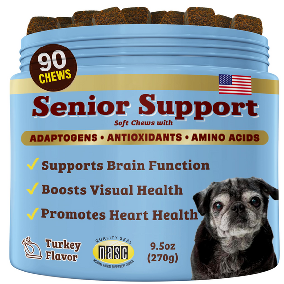 Natural Dog Company Senior Support with Adaptogens Antioxidant & Amino Acids (90 soft chews) - Dog Supplements &