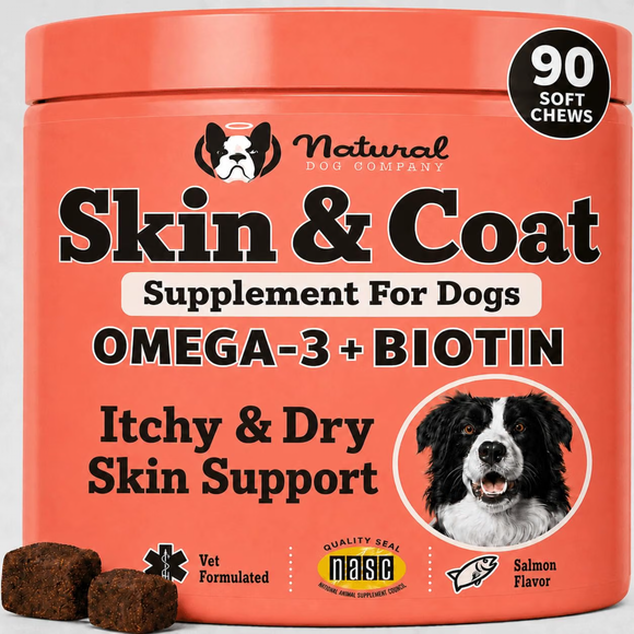 Natural Dog Company Skin & Coat Soft Chews (90 Soft Chews) - Dog Skin & Coat Supplements 1