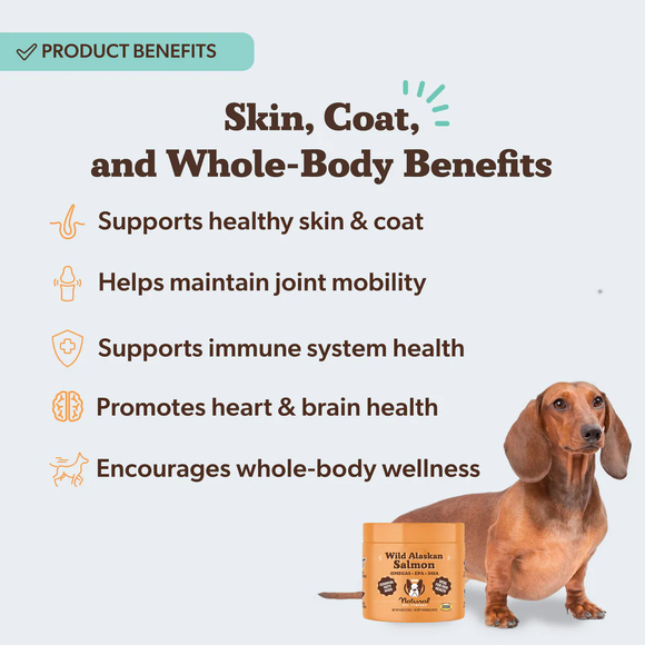 Natural Dog Company Wild Alaskan Salmon Supplement for Dogs (90 soft chews) - Dog Vitamins & Supplements 3