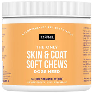 Natural Rapport The Only Skin & Coat Soft Chews Dogs Need Skin & Coat Supplement 120ct