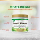 NaturVet Advanced Probiotic & Enzymes Powder with Vet Strength PB6 Probiotic for Dogs & Cats