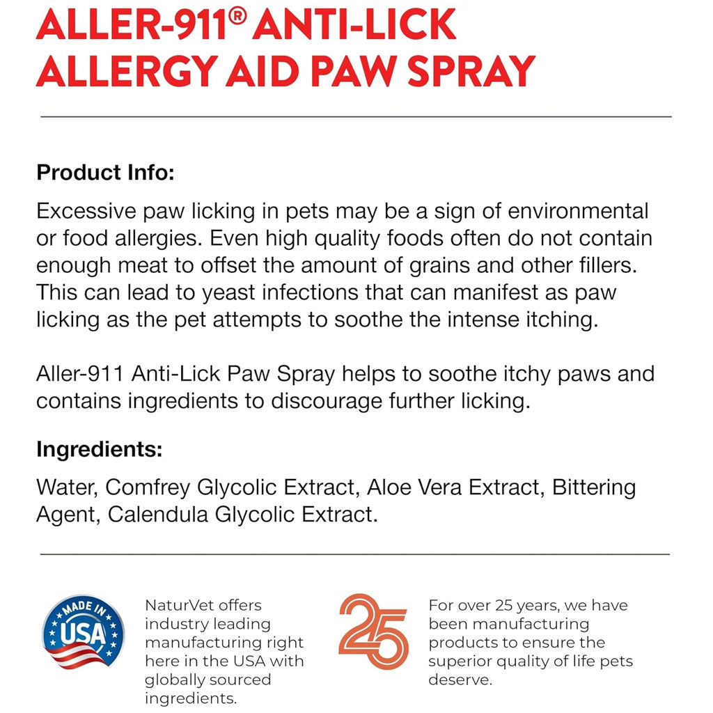 aloe allergies Aller-911 Paw Spray by NaturVet: Soothe Allergy & Licking