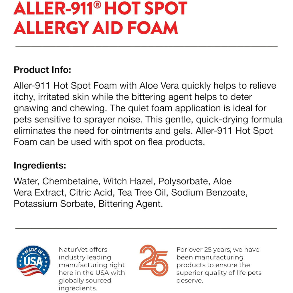 aloe allergy Aller-911 Hot Spot Foam with Aloe Vera for Dogs & Cats
