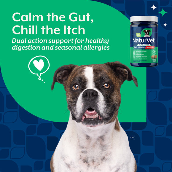 NaturVet Dual Action Gut Health Plus Allergy Dog Supplement Hickory Bacon Flavor 60-count - Pet Vitamins & Supplements 2