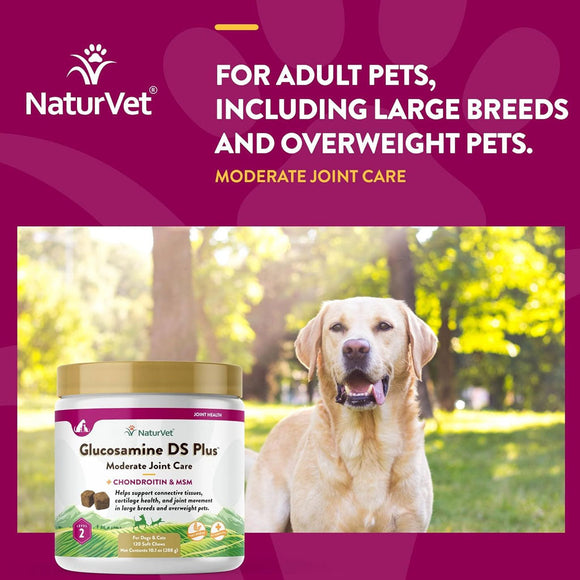 NaturVet Glucosamine DS Plus Level 2 Soft Chews with Chondroitin & MSM for Dogs & Cats