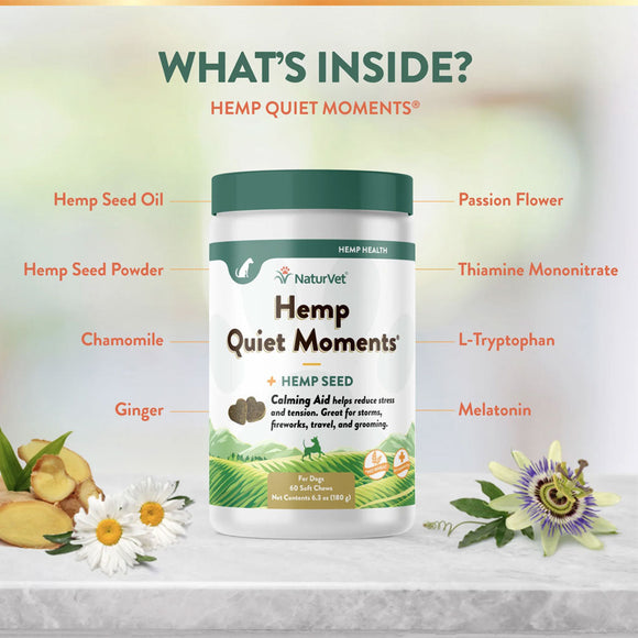 NaturVet Hemp Quiet Moments Plus Hemp Seed Soft Chews for Dogs - Dog Calming & Anxiety Supplements 4