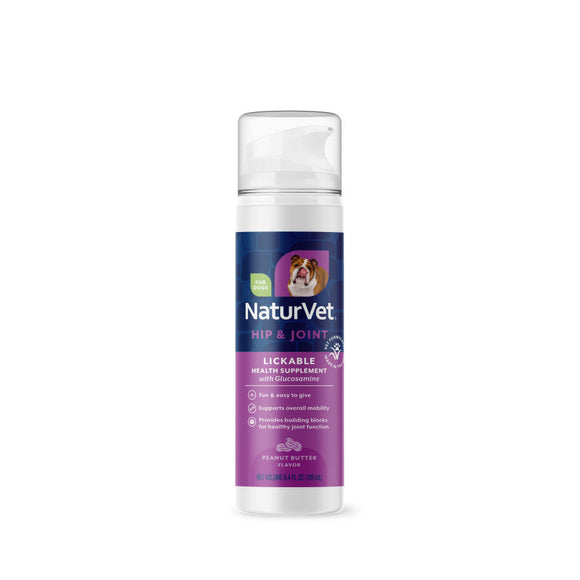 NaturVet Hip & Joint Lickable Supplement for Dogs Peanut Butter Flavor 6-oz - Pet Vitamins & Supplements 1