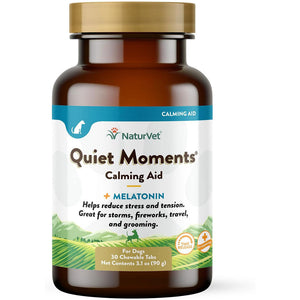 NaturVet Quiet Moments Calming Aid Plus Melatonin for Dogs, 30 chewable tablets