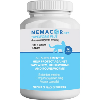 Nemacor Cat Tapeworm Plus for Cats & Kittens 2-16 lbs - 12 tablets - Cat Dewormer 1