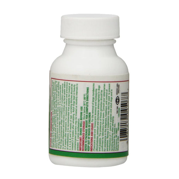 Back label of Nemex-2 Pyrantel Pamoate Liquid Dewormer for Puppies & Dogs