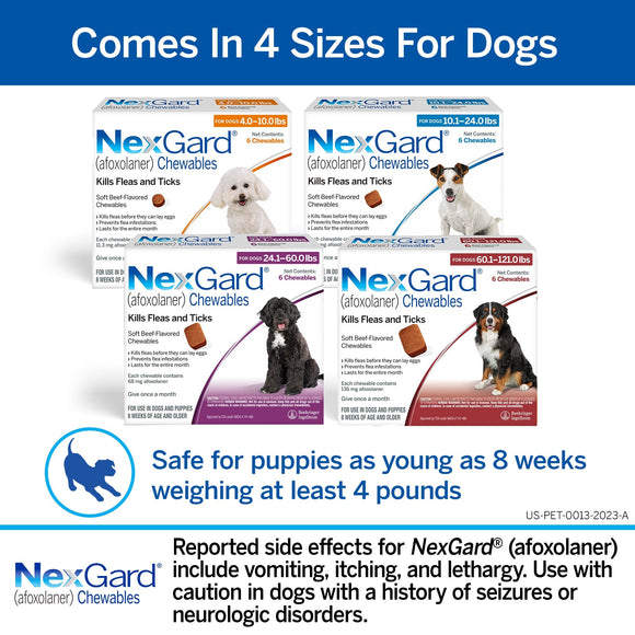 NexGard Chew for Dogs (Afoxolaner) 10.1-24 lbs (Blue Box) - Pet Medicine 3