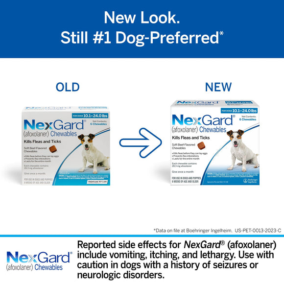 NexGard Chew for Dogs (Afoxolaner) 10.1-24 lbs (Blue Box) - Pet Medicine 2