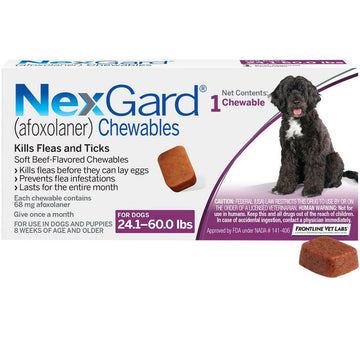 NexGard Chew for Dogs (Afoxolaner) 24.1-60 lbs (Purple Box)