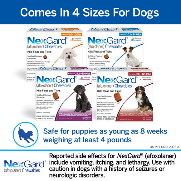 NexGard Chew for Dogs (Afoxolaner) 4-10 lbs (Orange Box) - Pet Medicine 3
