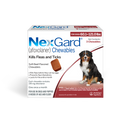 NexGard Chew for Dogs (Afoxolaner) 60.1-121 lbs (Red Box) - 3 Chews (3 month supply) - Pet Medicine 16