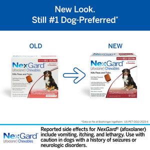 NexGard Chew for Dogs (Afoxolaner) 60.1-121 lbs (Red Box) - Pet Medicine 2
