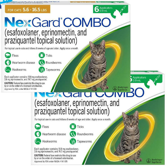 NexGard COMBO Topical for Cats 5.6-16.5 lbs (Yellow Box) - 12 Tubes (12 month supply) - Pet Medication 11