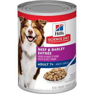 Hill's Science Diet Senior 7+ Canned Dog Food, Beef & Barley Entrée, 13.1 oz, 12 Pack wet dog food