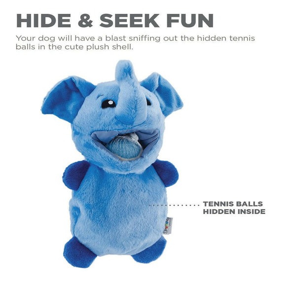 Outward Hound Ball Hogz Elephant Hide and Seek Dog Toy with Tennis Balls