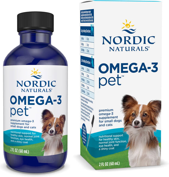 Nordic Naturals Omega-3 Pet Oil Supplements For Cats & Small Breed Dogs 2-oz - Dog Skin & Coat Supplements 1