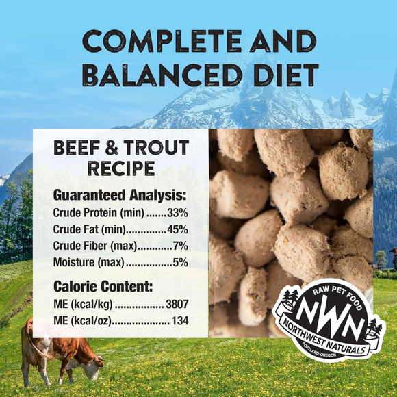 Northwest Naturals Freeze-Dried Beef & Trout Recipe Raw Diets for Cats (11 oz) - Cat Food 2