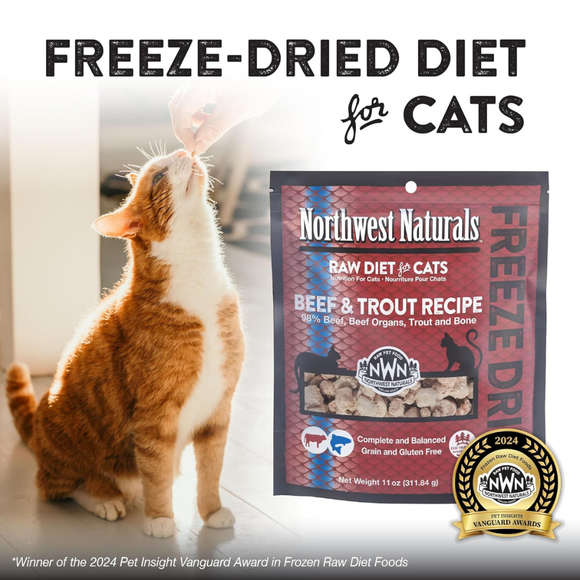 Northwest Naturals Freeze-Dried Beef & Trout Recipe Raw Diets for Cats (11 oz) - Cat Food 3