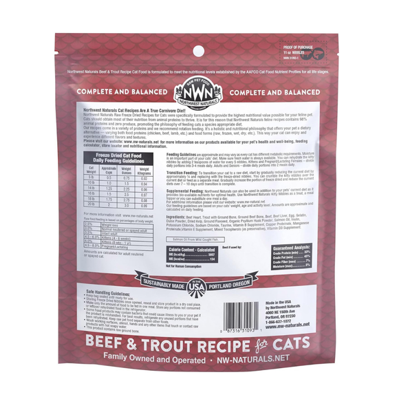 Northwest Naturals Freeze-Dried Beef & Trout Recipe Raw Diets for Cats (11 oz) - Cat Food 5