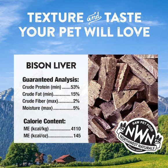 Northwest Naturals Freeze-Dried Bison Liver Treats for Dogs & Cats (3 oz) - Cat Treats 3